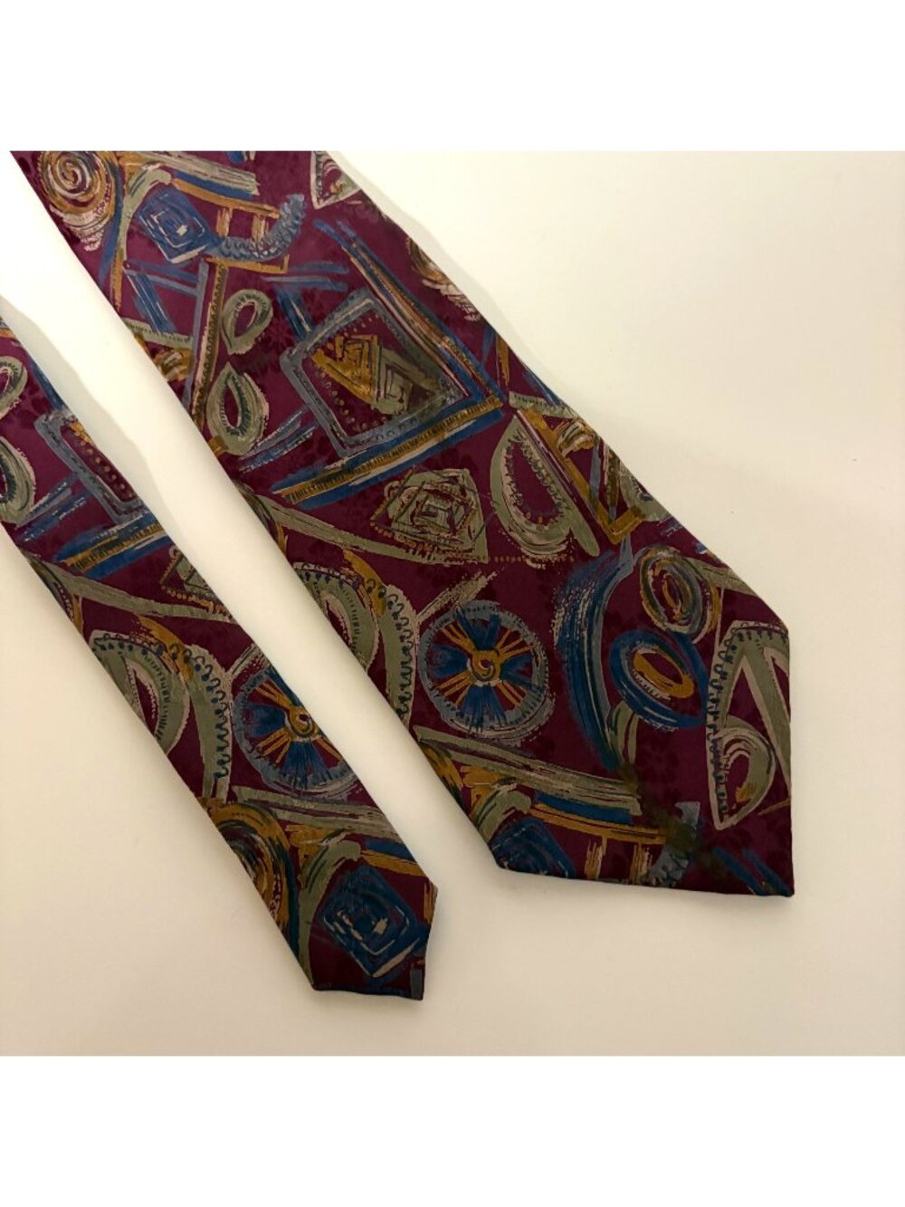 Clubfellow Silk Tie Maroon Print Handmade Mens Necktie Office Formal Dad Gift